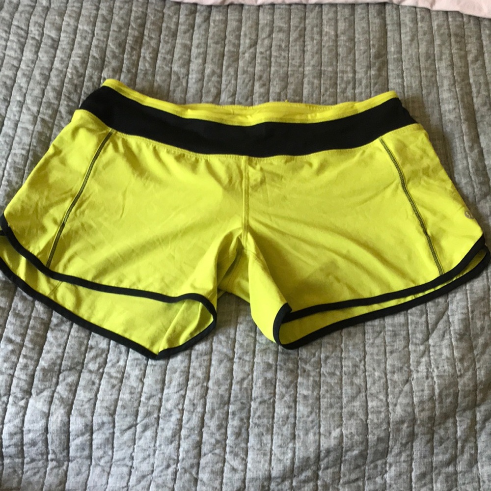 Lululemon yellow 4 in shorts